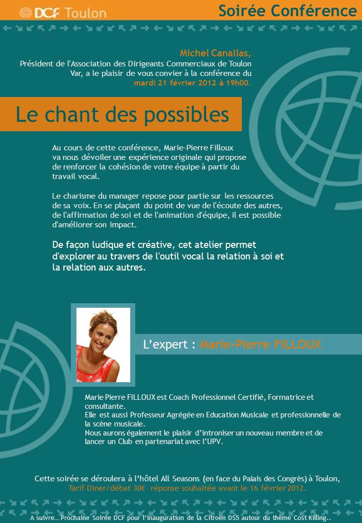 Affiche conférence sur le chant en entreprise